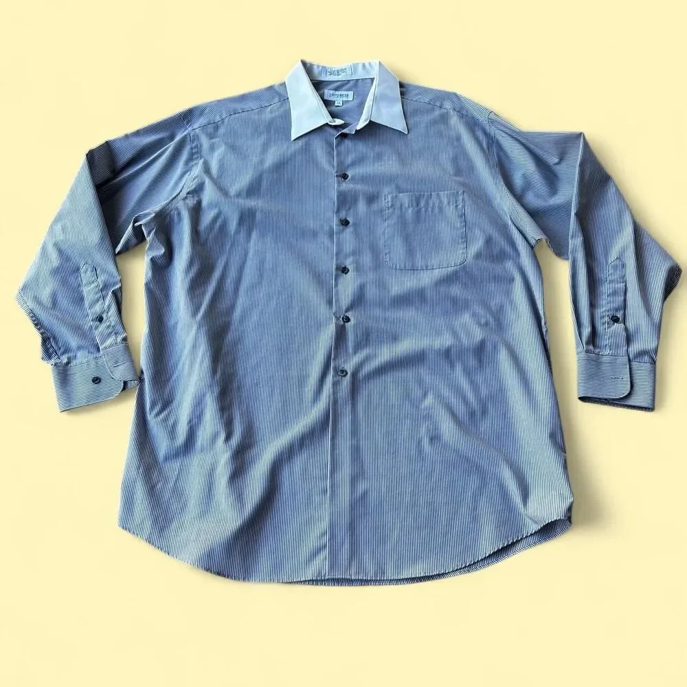 Blue & White Striped Cotton Dress Shirt